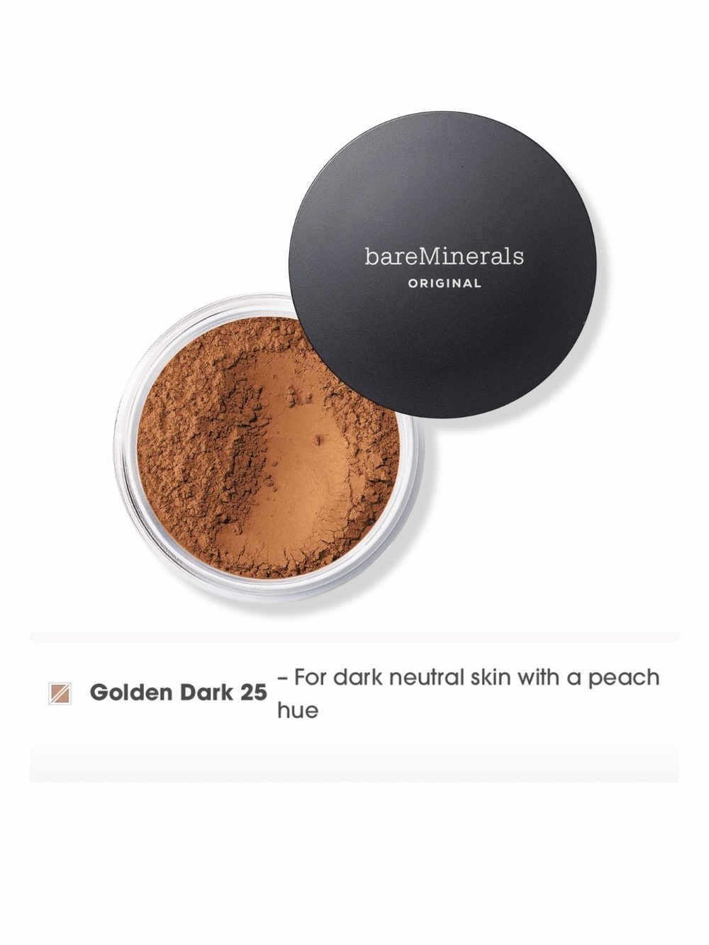 $39.50 Retail NWOB bareMinerals Original Loose Powder Foundation: Golden Dark 25
